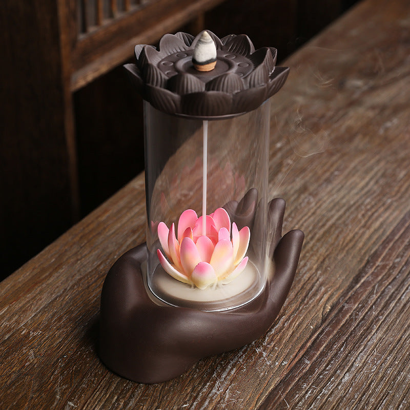 Lotus Incense Holder Lamp for Serene Tabletop Decor