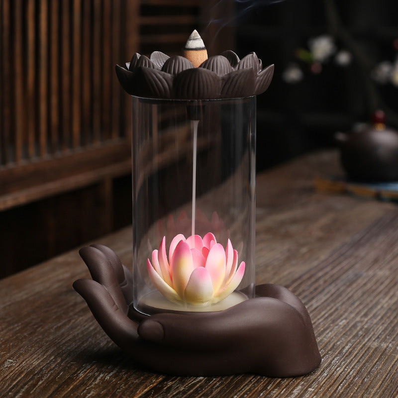 Lotus Incense Holder Lamp for Serene Tabletop Decor