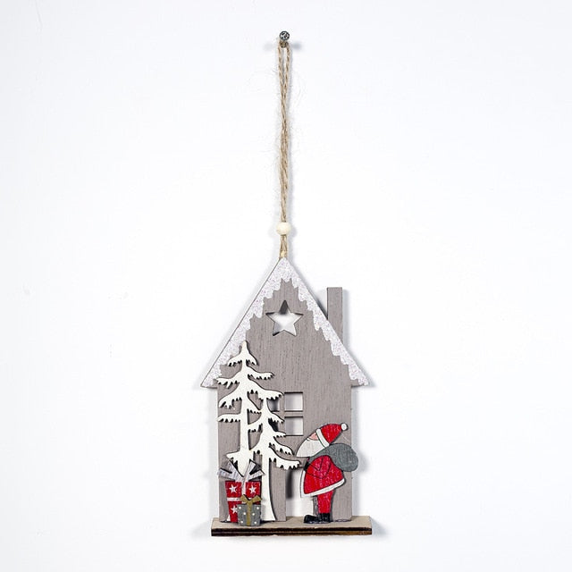 Wooden Christmas Tree Ornaments Rustic Holiday Village