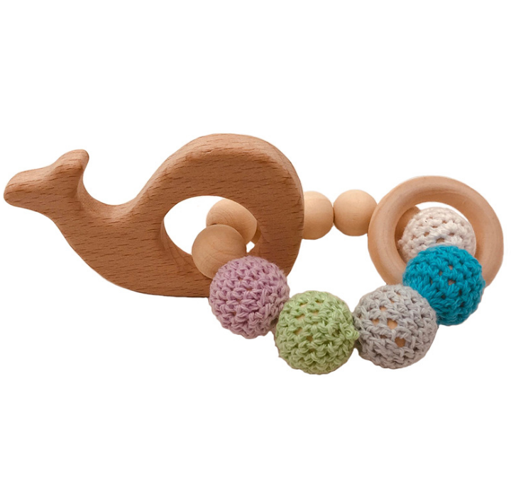 Wooden Baby Teething Ring Set for Sensory Relief
