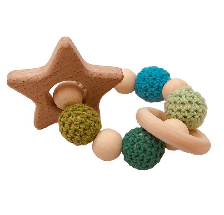 Wooden Baby Teething Ring Set for Sensory Relief