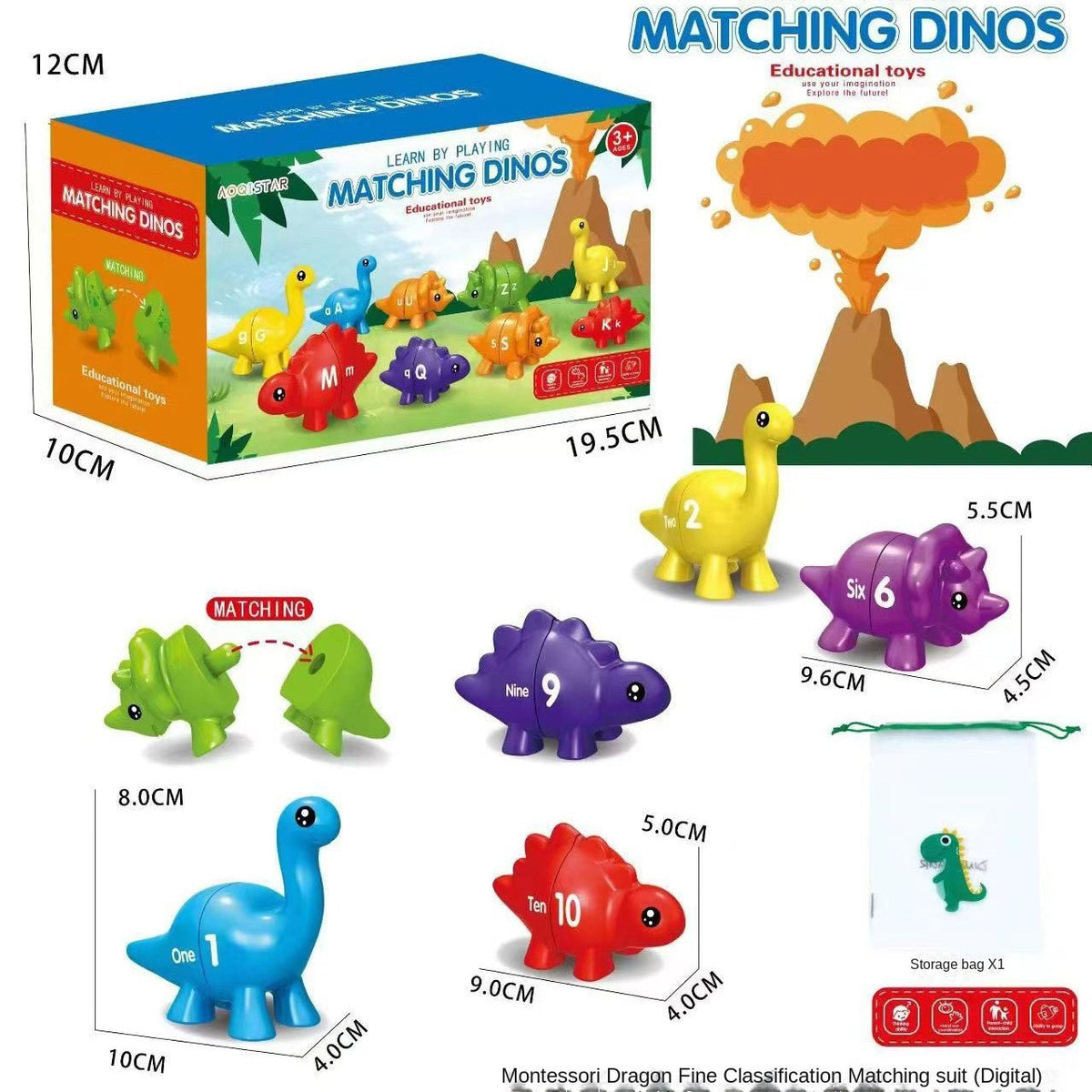 Dinosaur Matching Puzzle Toy for Early Letter Learning