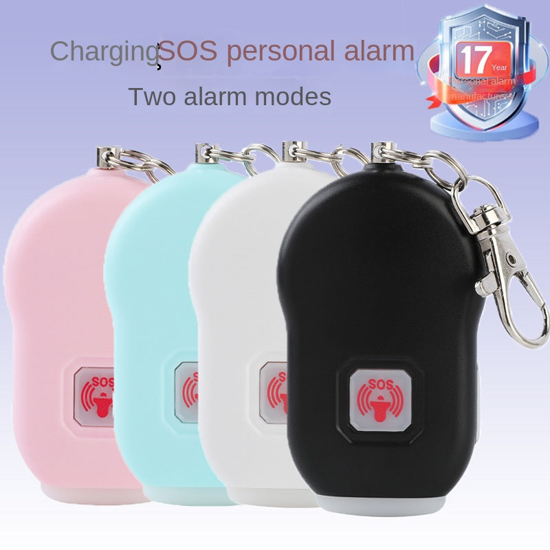 Rechargeable SOS Personal Alarm Keychain with LED Light