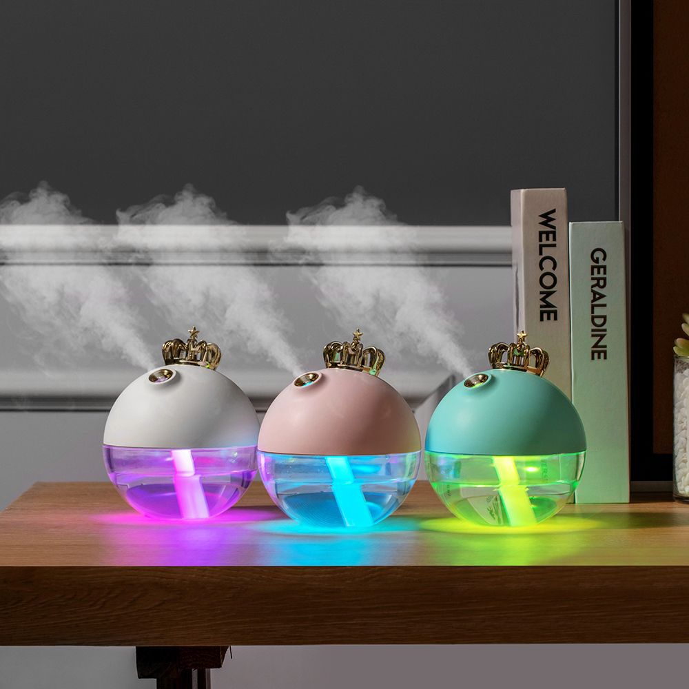 Cute Crown Desk Humidifier with Colorful LED Night Light