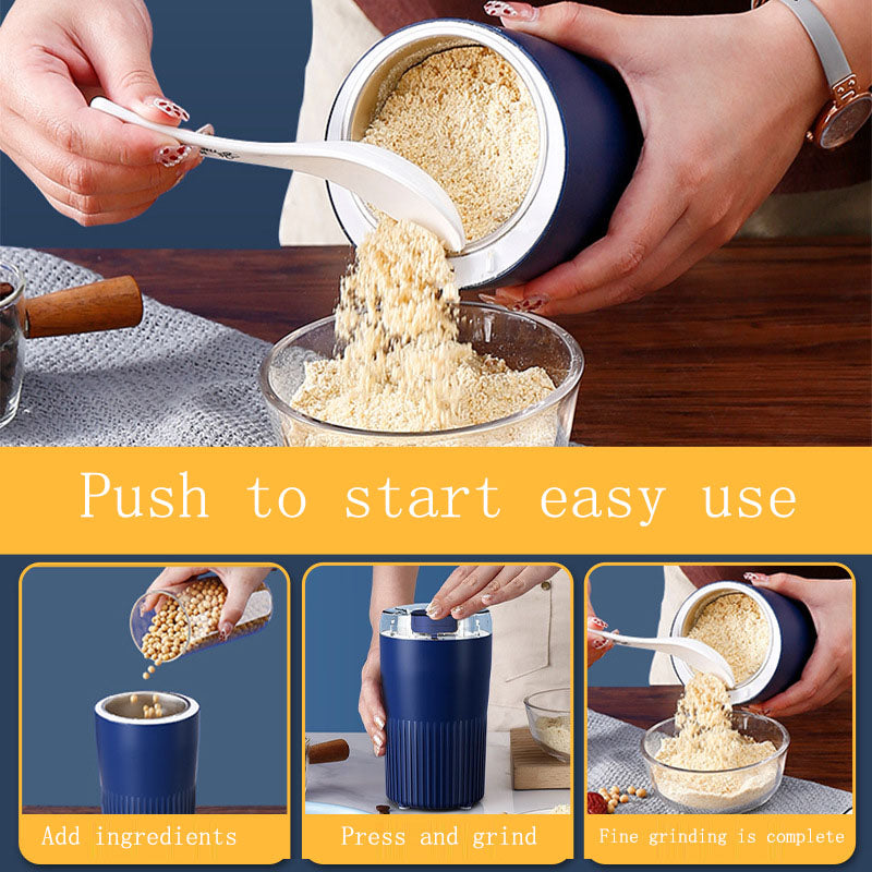 Compact Spice and Grain Grinder, One-Press Fine Powder