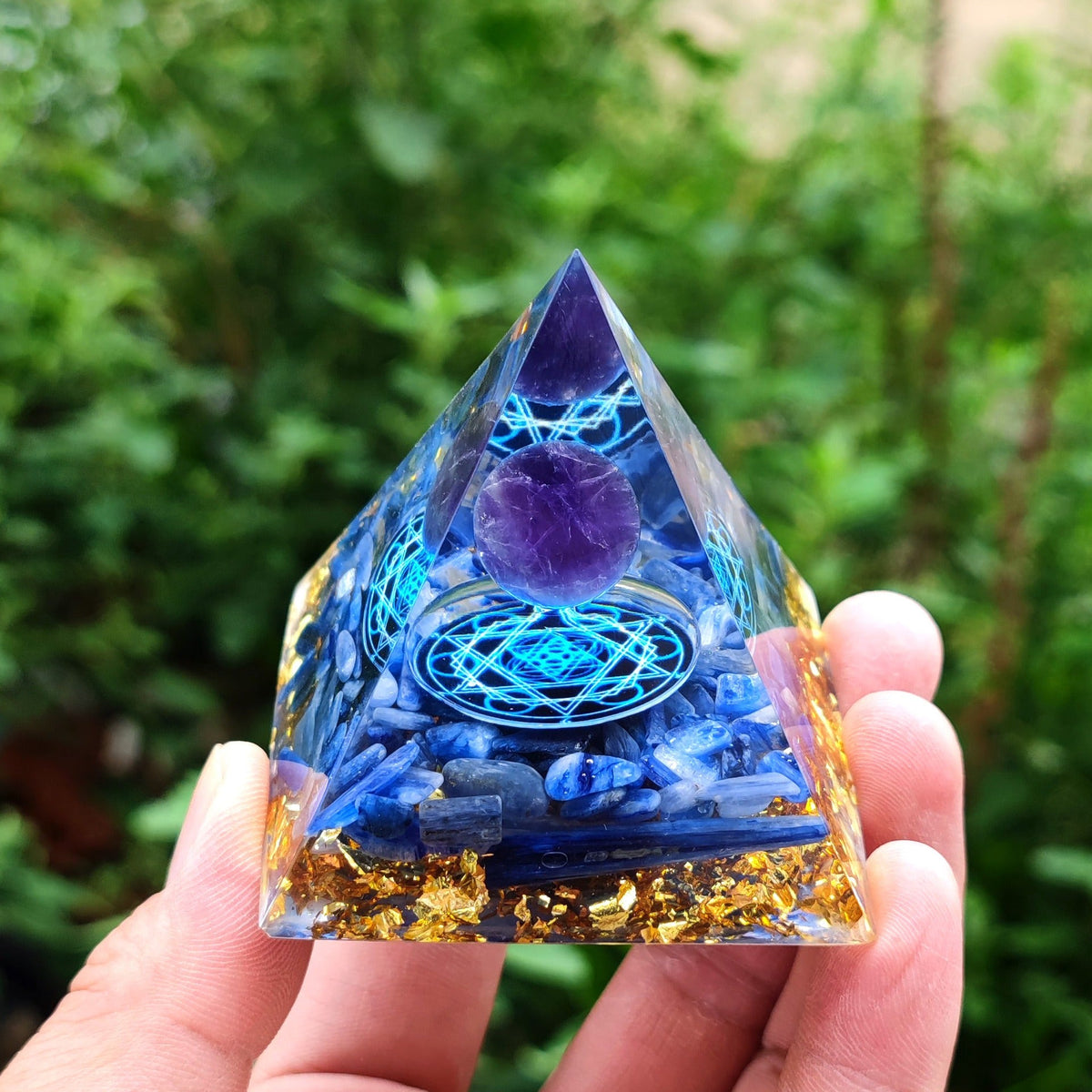 Crystal Resin Pyramid Ornament for Jewel-Like Desk Decor