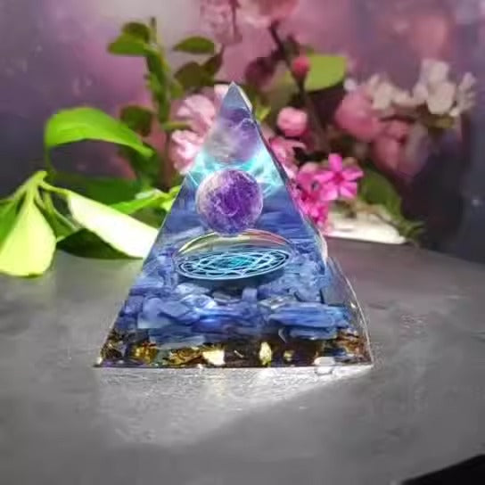 Crystal Resin Pyramid Ornament for Jewel-Like Desk Decor