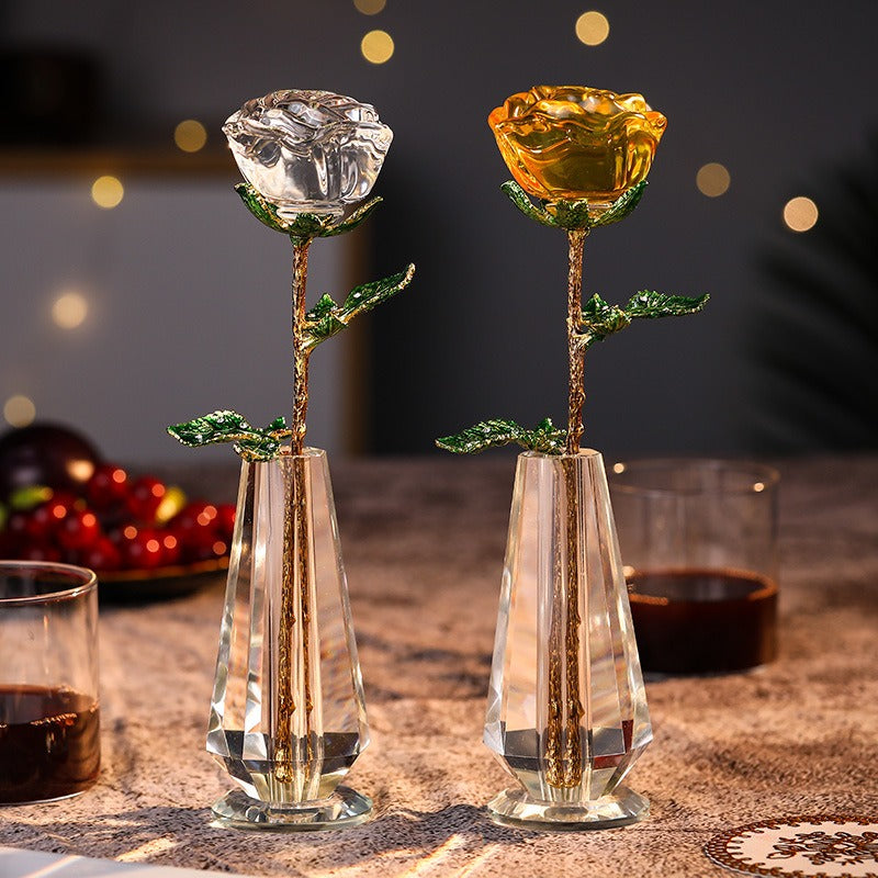 Crystal Rose Ornament for Lasting Romantic Home Decor