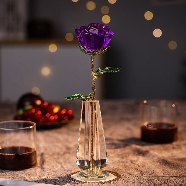 Crystal Rose Ornament for Lasting Romantic Home Decor