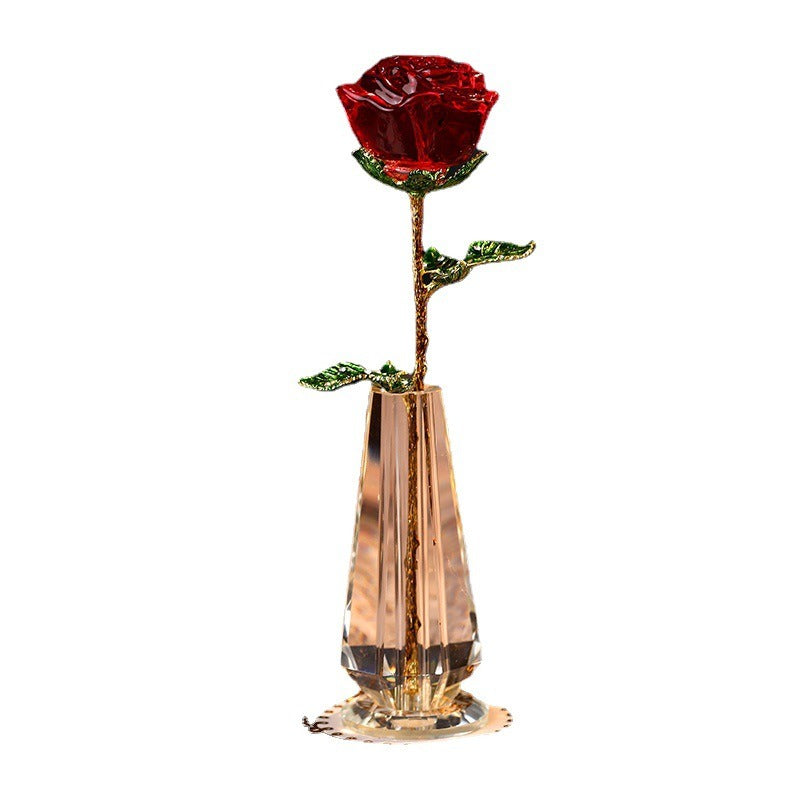 Crystal Rose Ornament for Lasting Romantic Home Decor