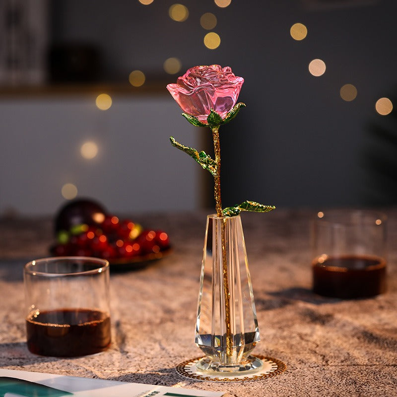 Crystal Rose Ornament for Lasting Romantic Home Decor