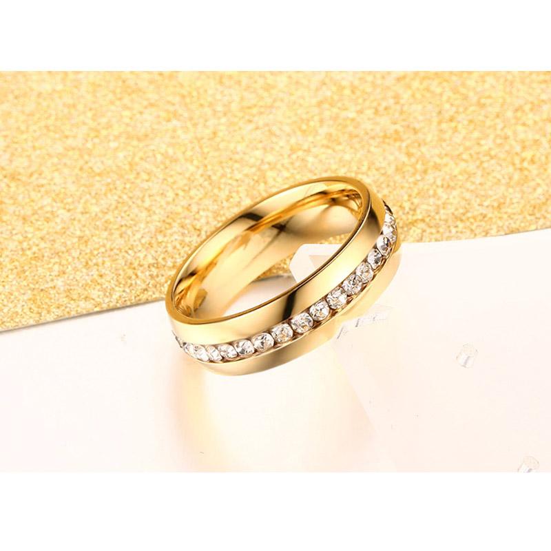 Crystal Wedding Ring for Women, Stainless Steel Band
