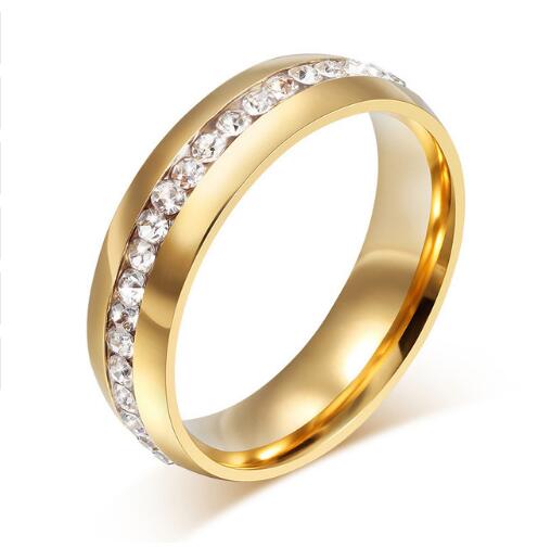 Crystal Wedding Ring for Women, Stainless Steel Band
