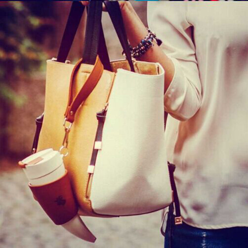 Goat Horn Vacuum Insulated Coffee Mug with Leather Sleeve