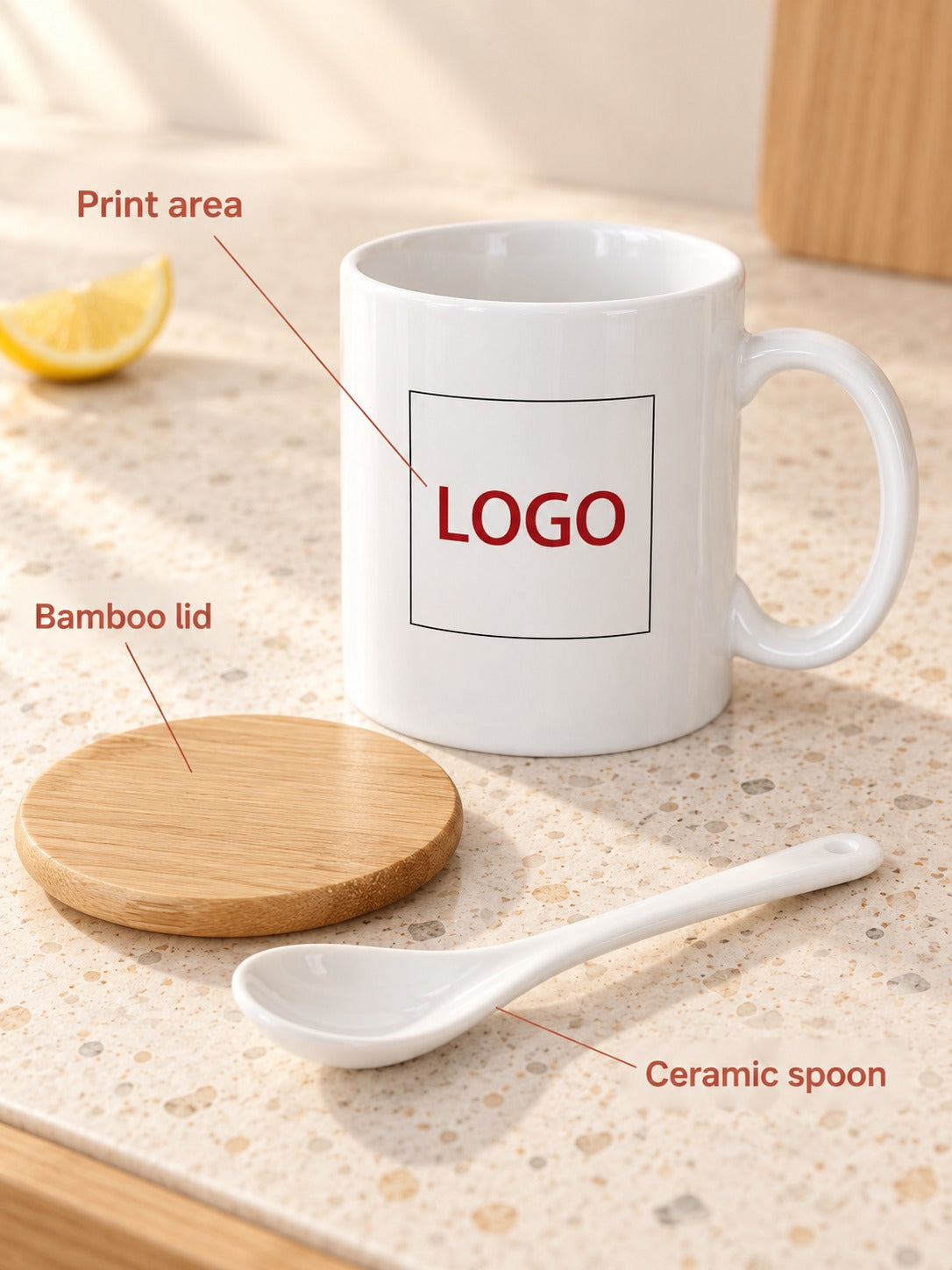 Custom Photo Logo Ceramic Mug for Gifts & Office Use