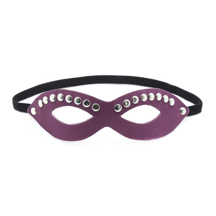 Purple Masquerade Eye Mask with Silver Rivet Detail