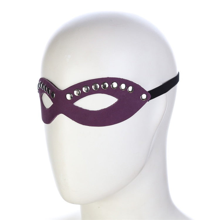 Purple Masquerade Eye Mask with Silver Rivet Detail