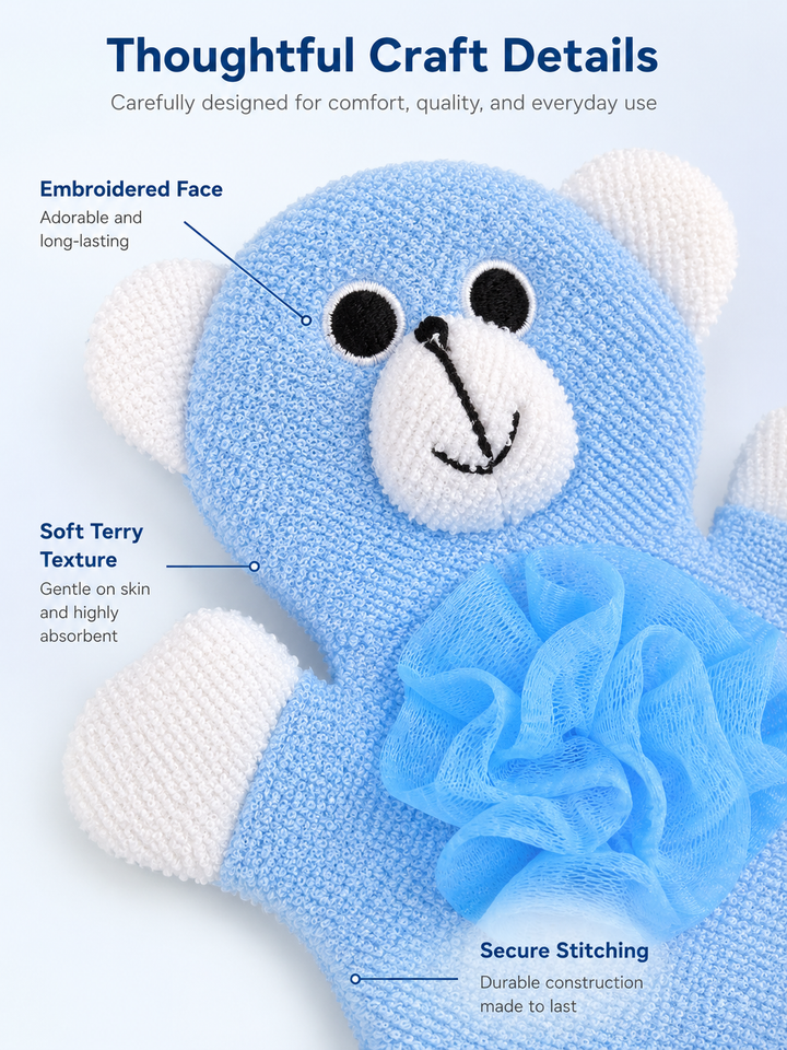 Animal Bath Mitt Gloves for Babies & Toddlers | 2-Pack