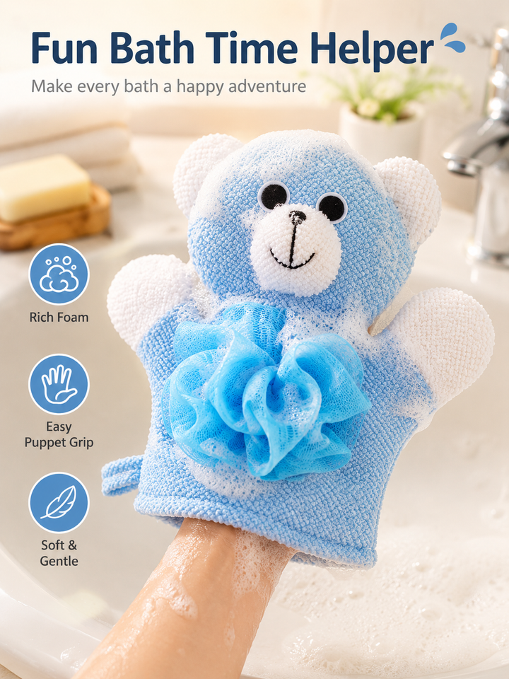 Animal Bath Mitt Gloves for Babies & Toddlers | 2-Pack