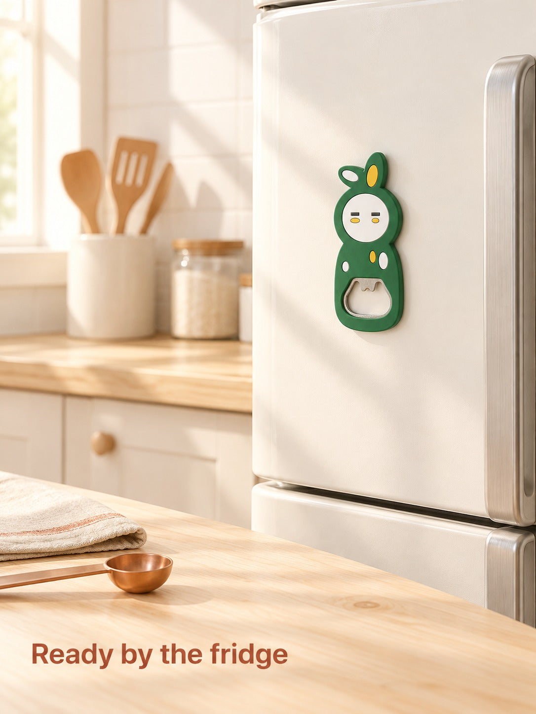 Cute Bottle Opener Fridge Magnet With Stainless Steel Head