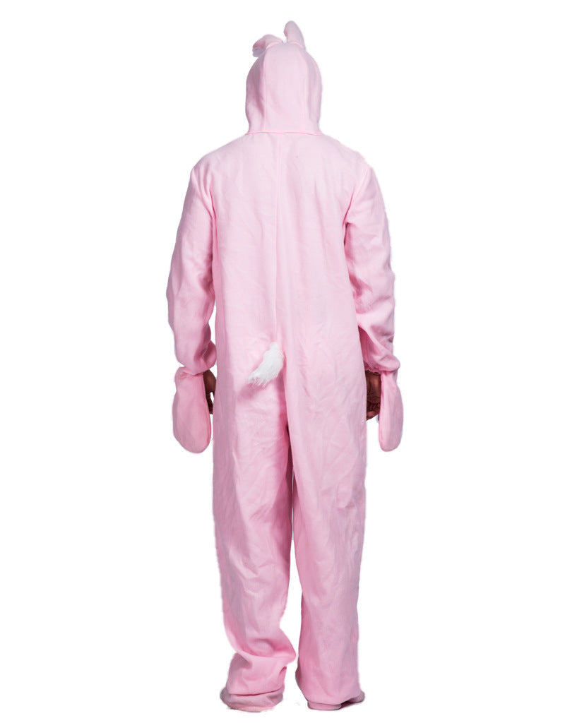 Pink Bunny Costume Adult Rabbit Pajamas One-Piece