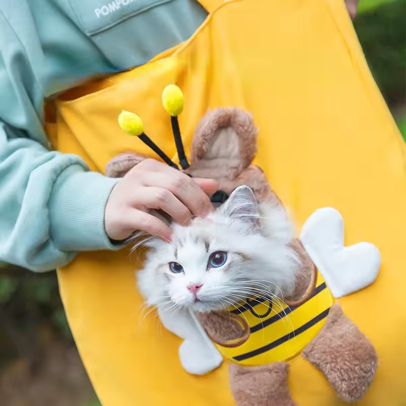 Cute Bee-Shaped Pet Tote Bag for Small Cats & Dogs