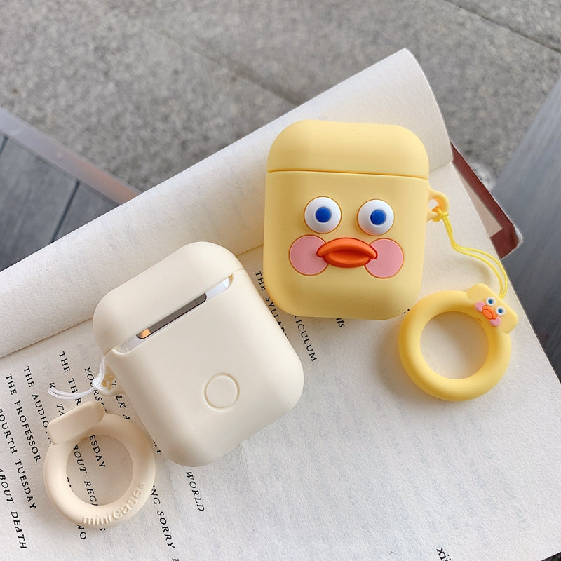 Cute Cartoon AirPods Case Cover, Soft Silicone with Strap