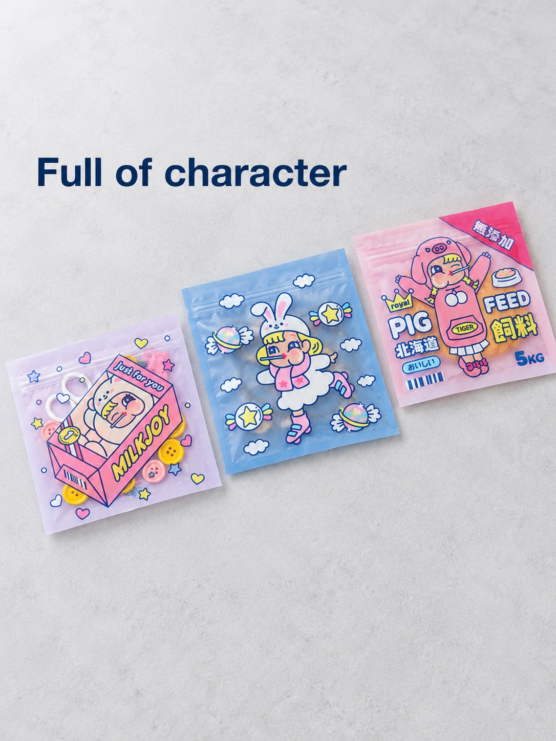 Cute Character Zip Bags for Snacks, Jewelry & Gifts