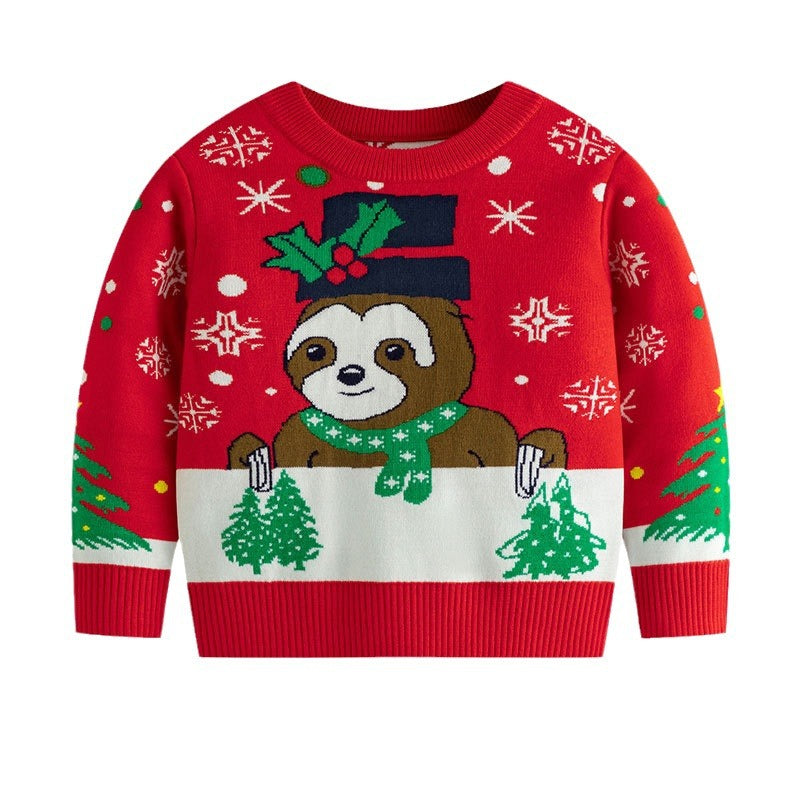 Children's Christmas Sweater with Cute Cartoon Knit