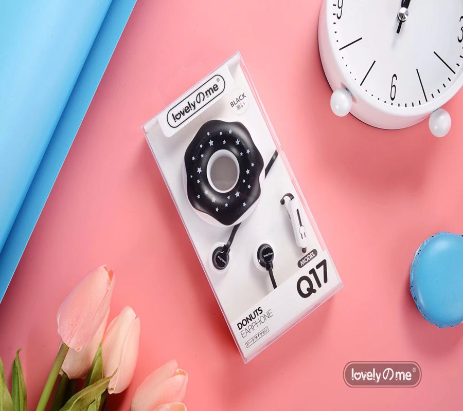 Cute Donut Wired Earphones with Mic, Pastel Colors