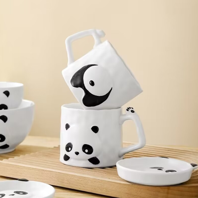 Panda Ceramic Mug – Cute Embossed Coffee & Tea Cup