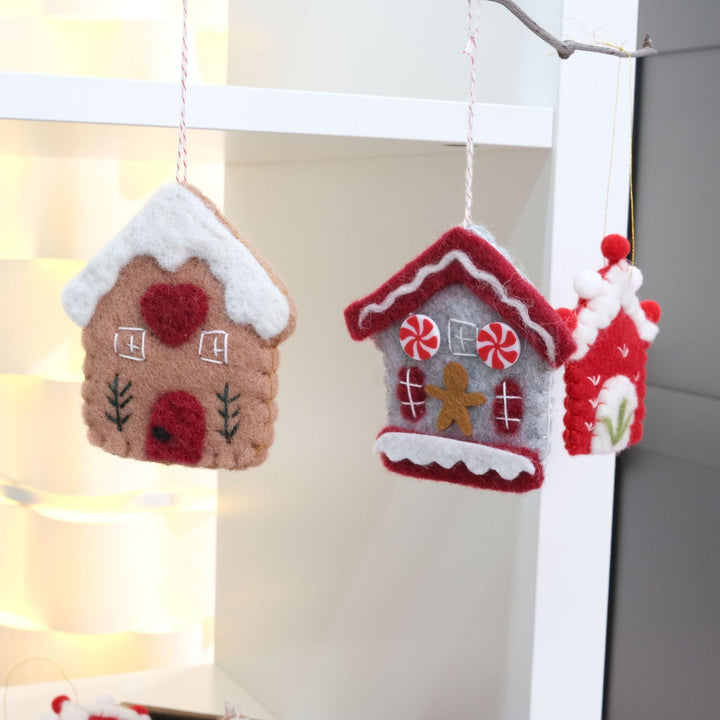 Felt Christmas Ornaments Set of 3 Cozy Gingerbread Decor