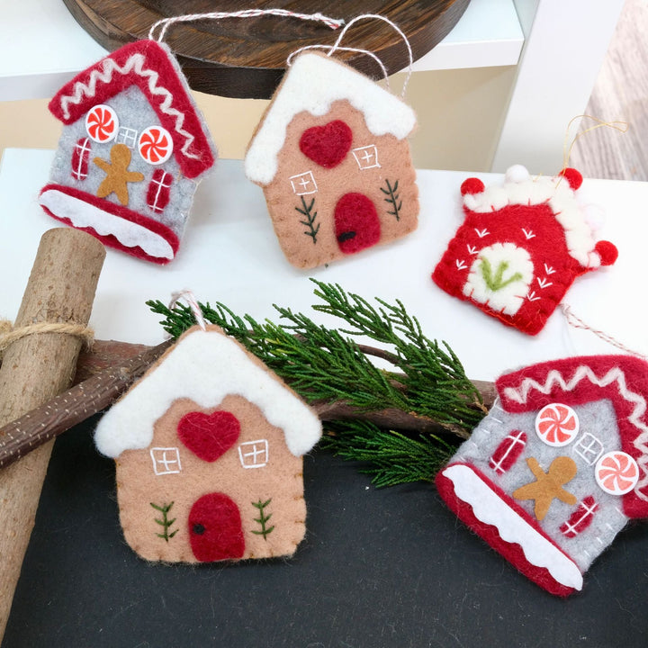 Felt Christmas Ornaments Set of 3 Cozy Gingerbread Decor