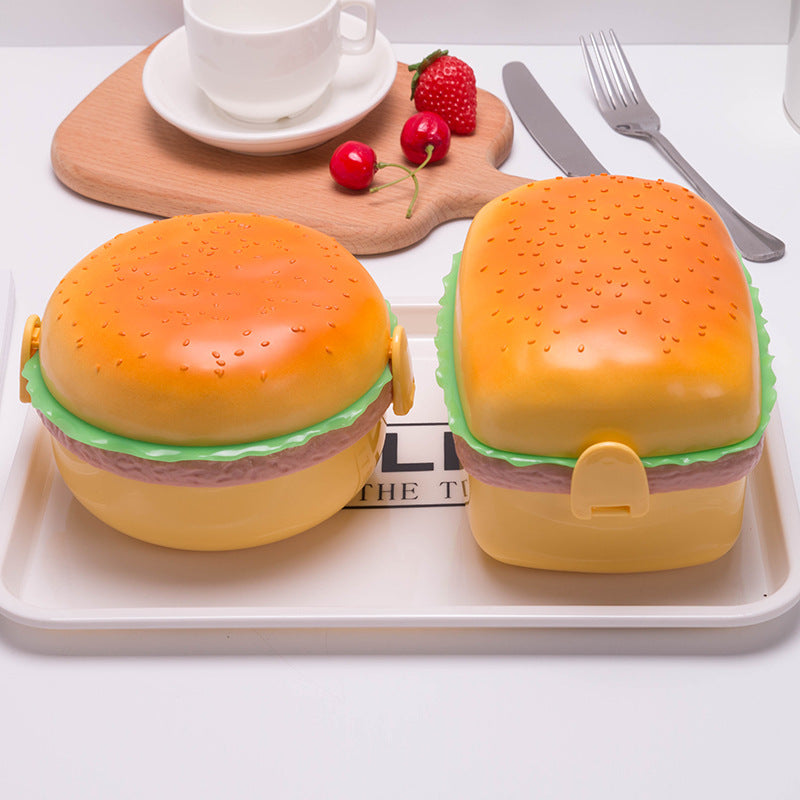 Hamburger Kids Lunch Box with 3 Layers and Spoon