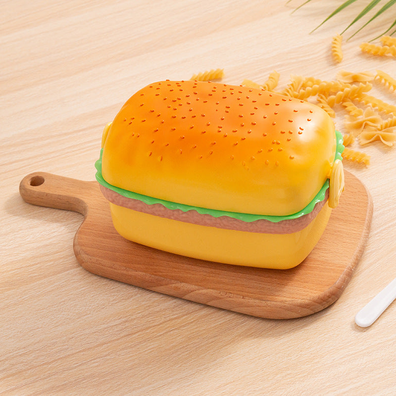 Hamburger Kids Lunch Box with 3 Layers and Spoon