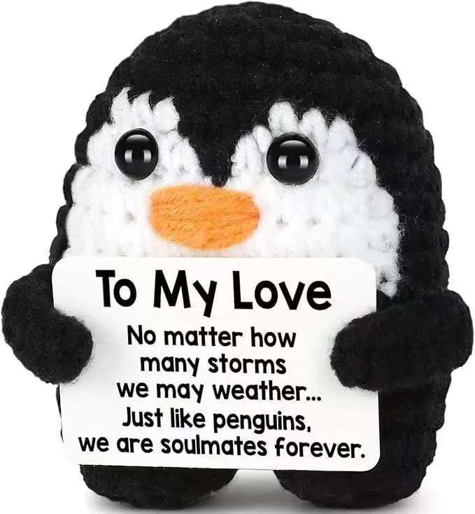 Positive Penguin Plush Toy for Cheerful Desk Decor