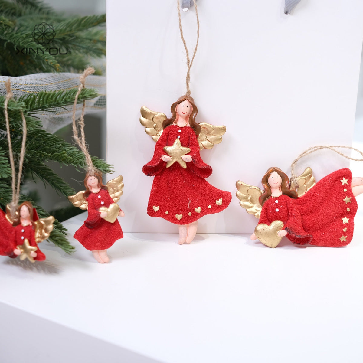 Red Angel Christmas Ornament For Festive Tree Charm