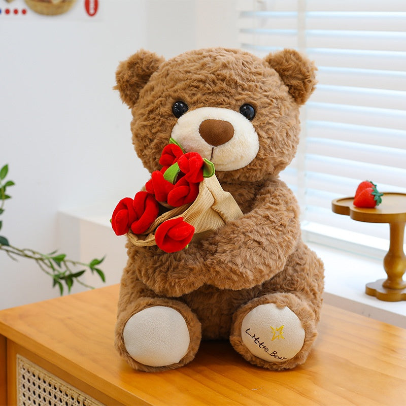 Rose Flower Bear Plush Toy For Lasting Romance