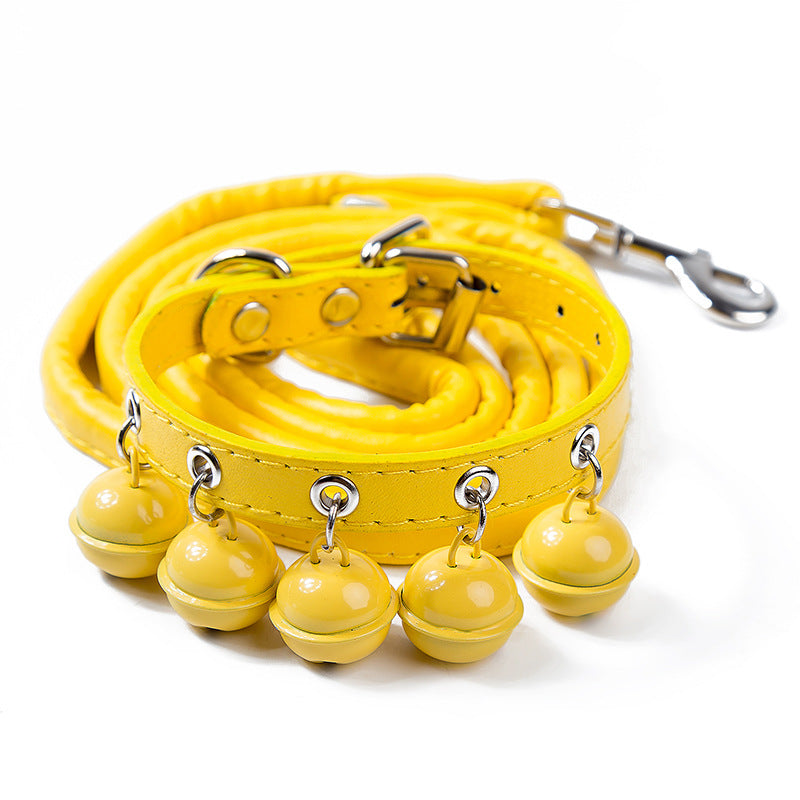 Cat Bell Collar and Leash Set for Colorful Pet Walks