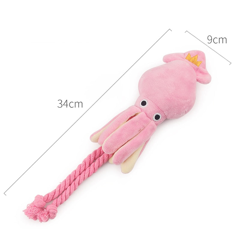 Small Dog Plush Toy for Indoor Squeaky Tug and Chew Play
