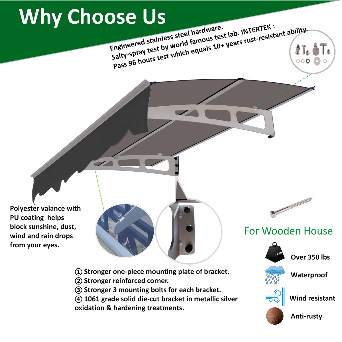 Door & Window Awning Canopy in Solid Polycarbonate