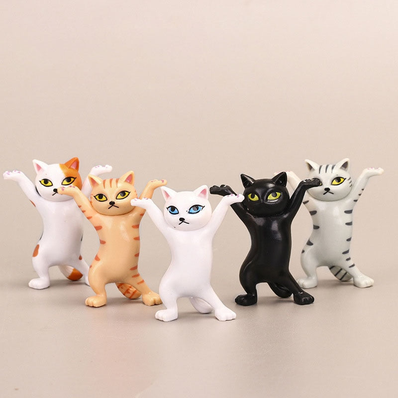 Dancing Cat Figurines for Playful Desktop Decorations