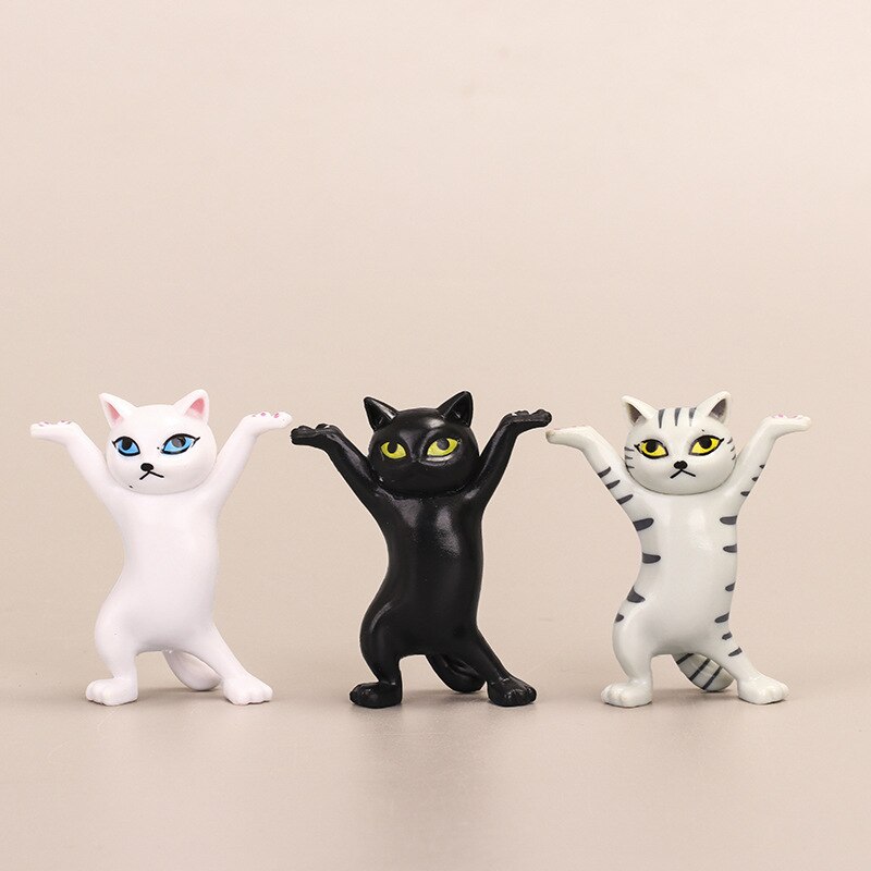 Dancing Cat Figurines for Playful Desktop Decorations