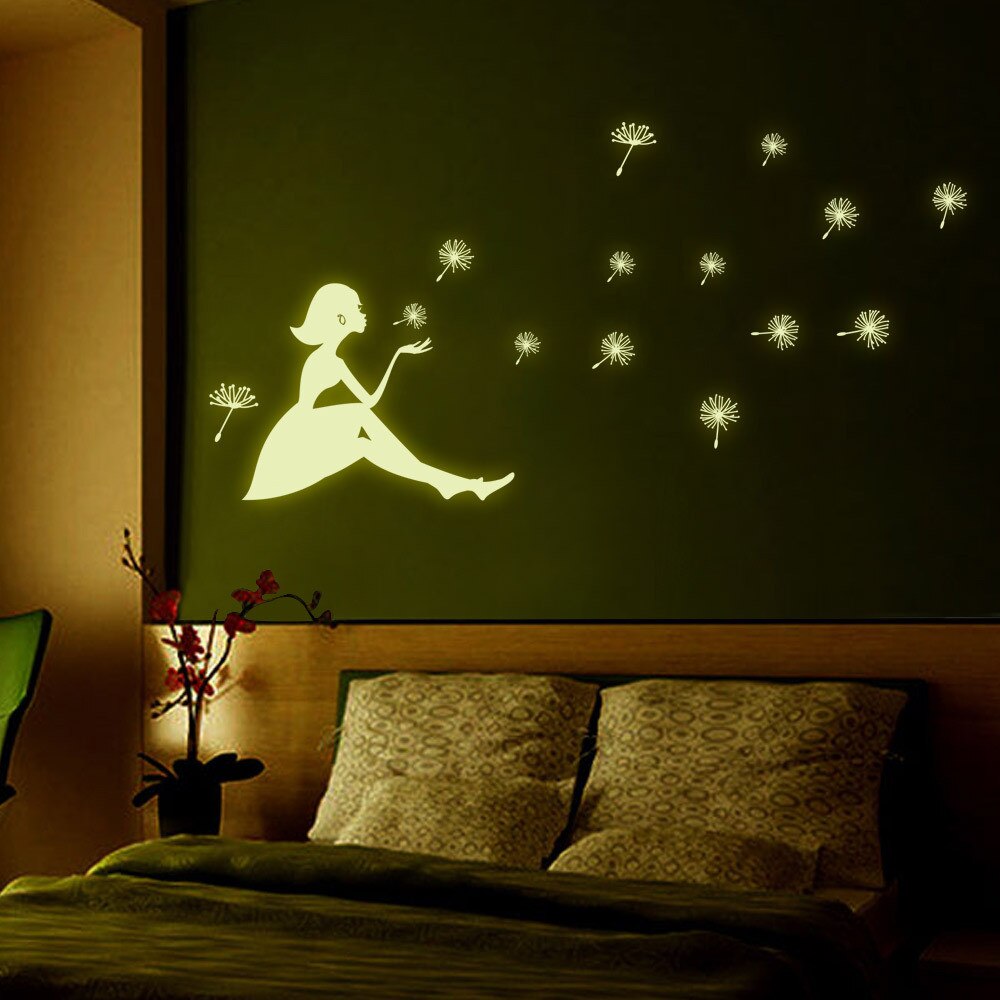 Glow-in-the-Dark Dandelion Wall Stickers for Bedrooms