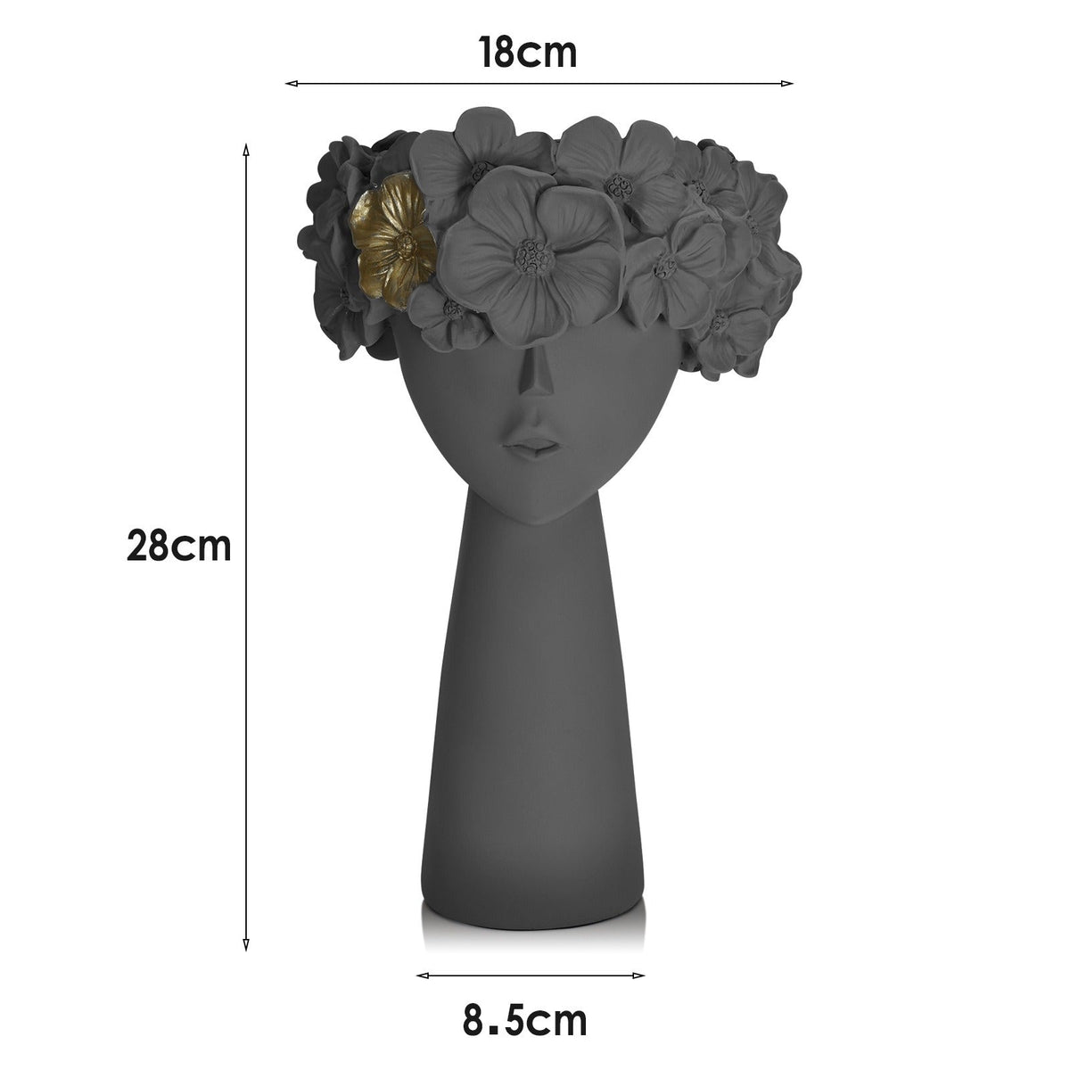 Sculptural Flowerpot Planter With Gold Floral Accent