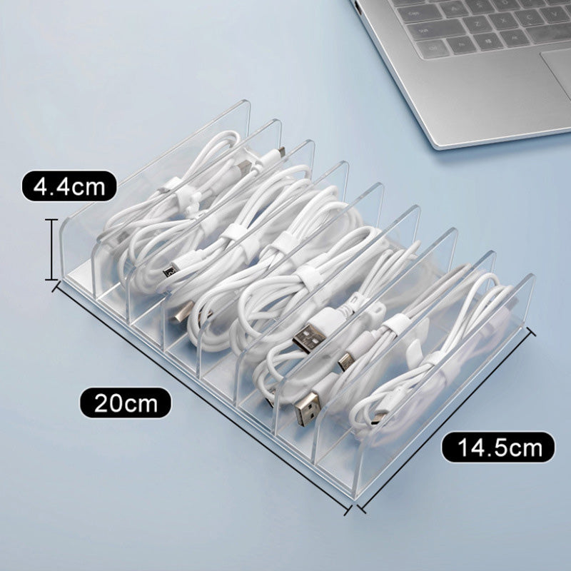 Cable Organizer Box With Compartments, Clear Desk Storage