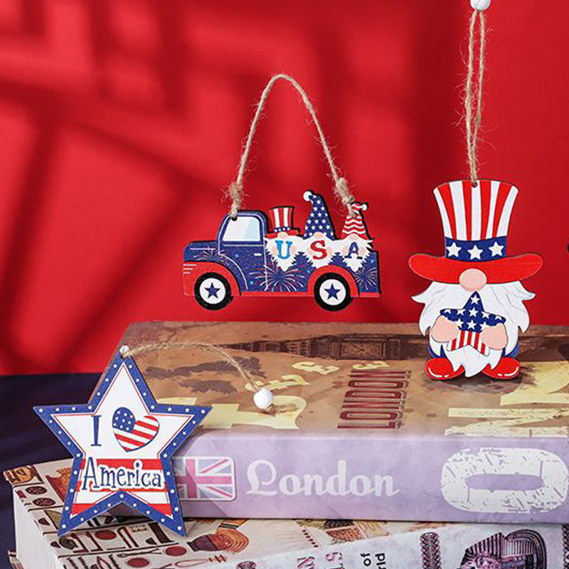 Patriotic Wooden Hanging Ornaments for Festive Decor