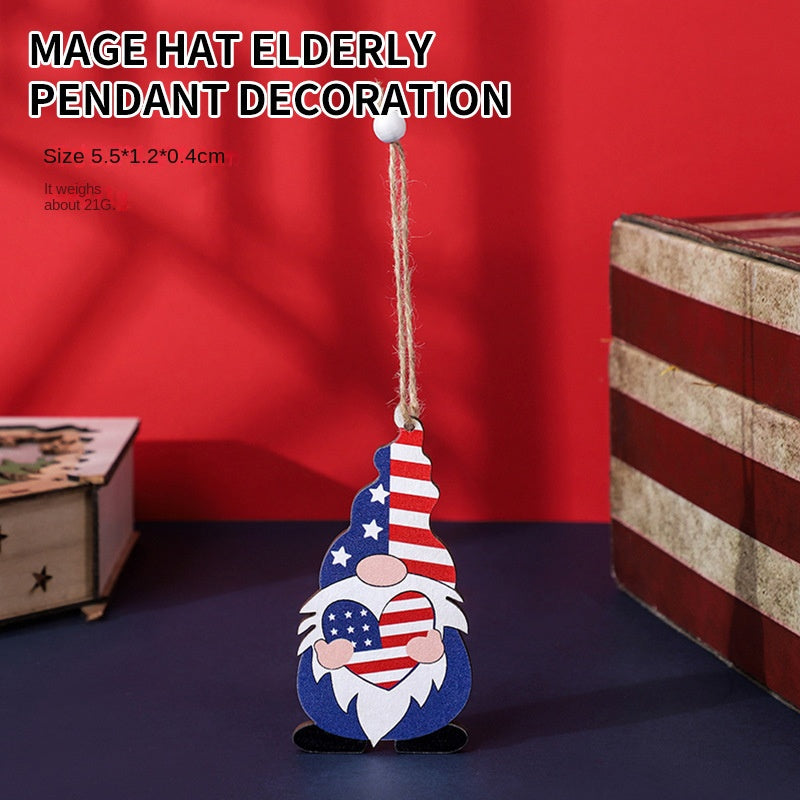 Patriotic Wooden Hanging Ornaments for Festive Decor