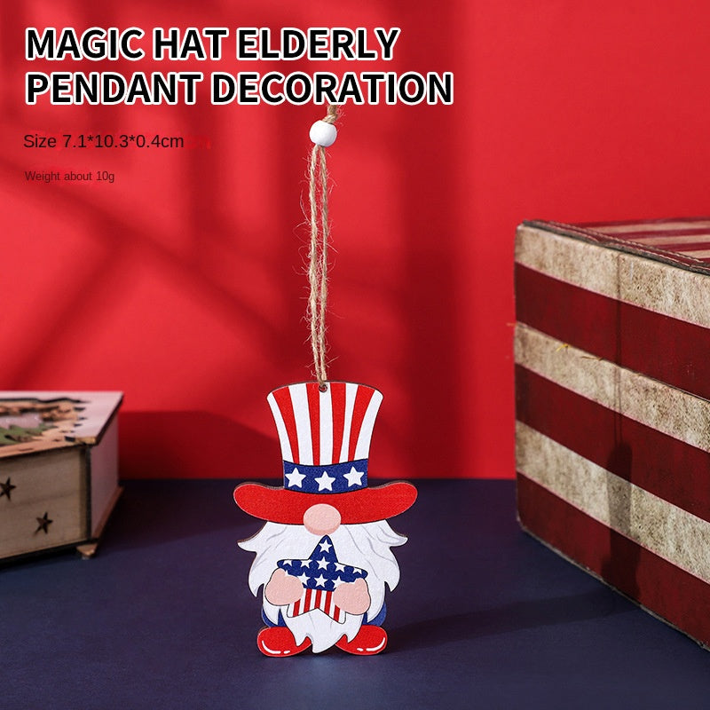 Patriotic Wooden Hanging Ornaments for Festive Decor