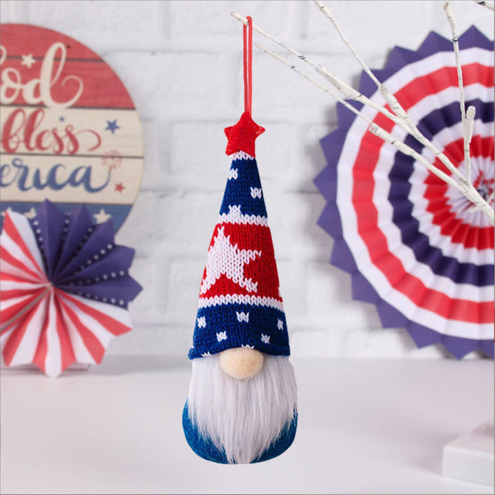 Patriotic Knitted Gnome Ornament for Festive Displays
